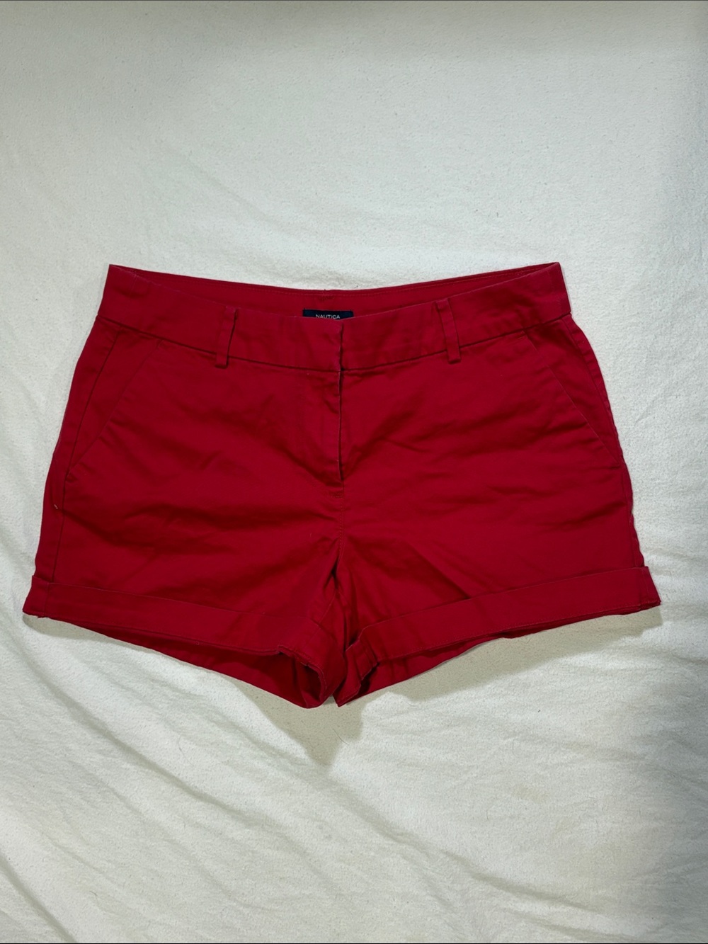 Nautica Bright Red Cuffed Chino Walking Shorts - Size 6